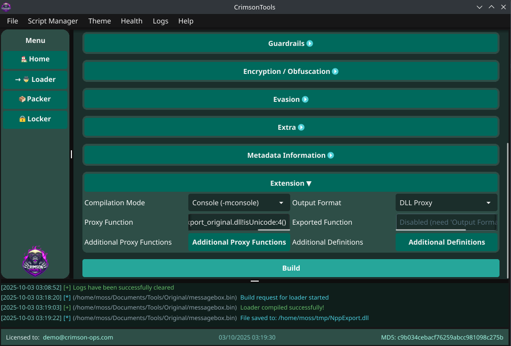 Build action in CrimsonTools
