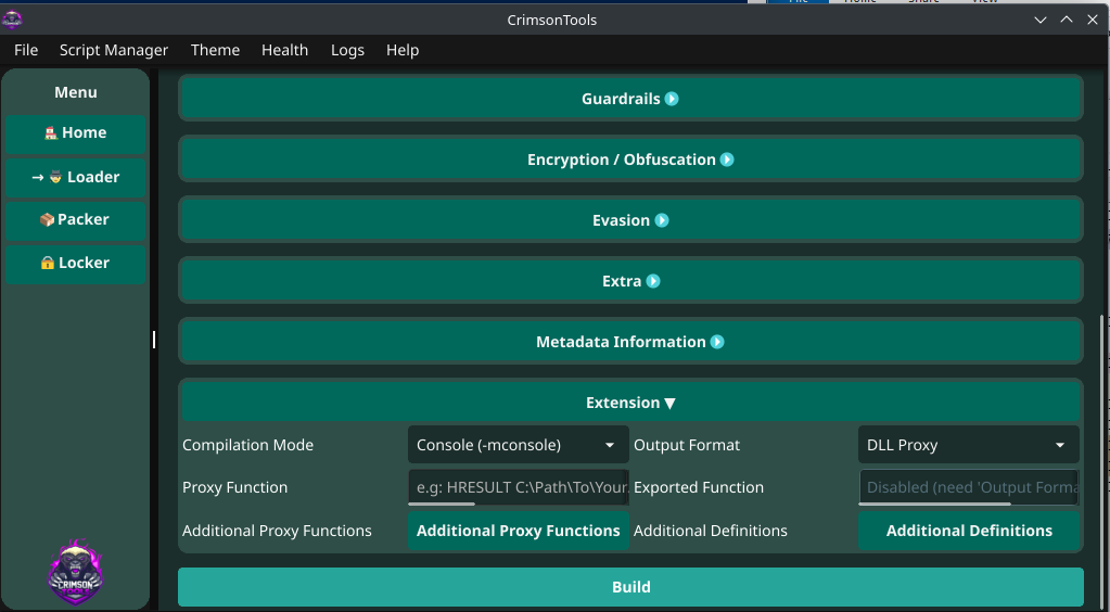 CrimsonTools Extension section - DLL Proxy configuration