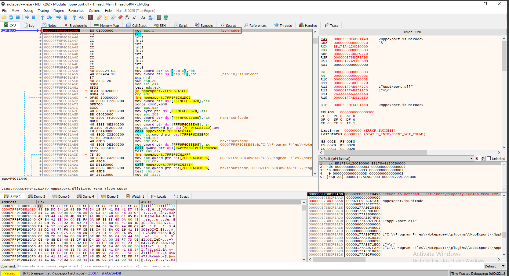 Breakpoint sur isUnicode
